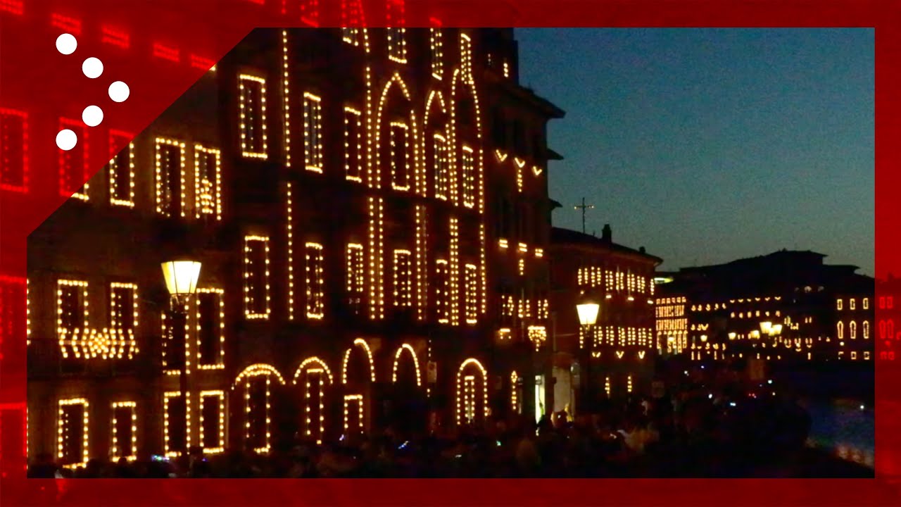 Luminara San Ranieri illumina lungarni Pisa: 