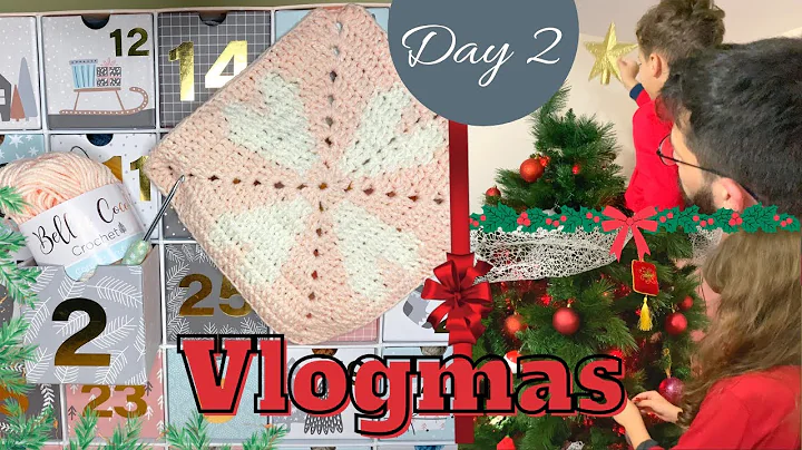 VLOGMAS Day 2 - Crochet Society Advent Day 2 square and Decorating for Christmas | HOOKED ON YARN