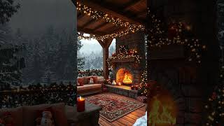 Warm Winter Retreat ❄️ Fireside Glow & Magical Snowfall to Unwind 🎄 Relaxing Jazz Music
