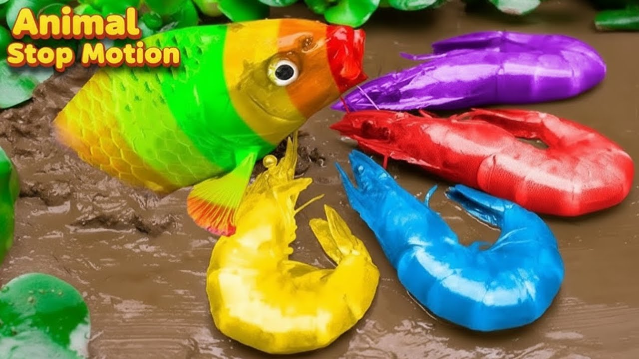 Relaxing Happy Fish Cartoon Stop Motion | Funny Fish Eating Game | Stop Motion