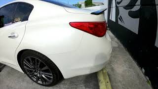 Q50 red sport 2.5" full down pipes only exhaust sound