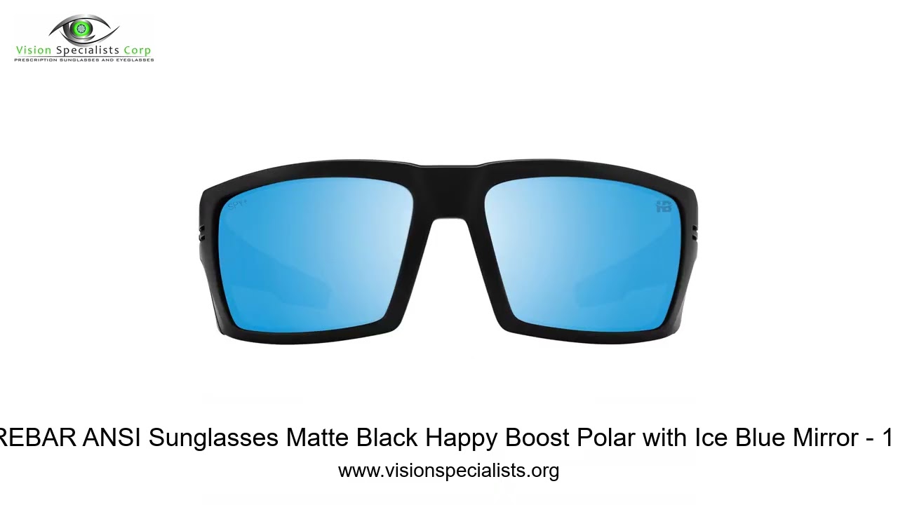 Spy REBAR ANSI Sunglasses Matte Black Happy Boost Polar with Ice Blue Mirror   1 9 1 8