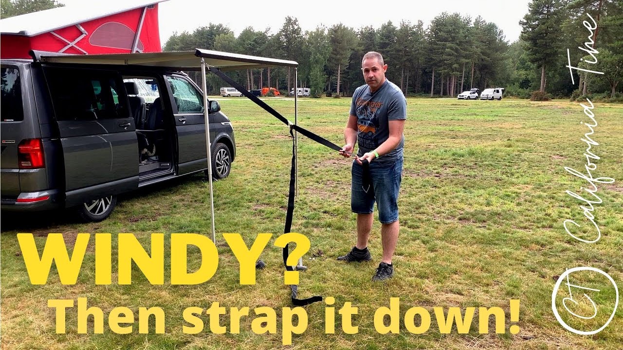 Camper Awning Tie Down & Hold Down Straps on a VW California 