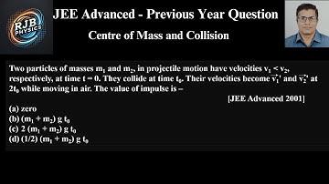 Two particles of masses m1 and m2, in projectile motion have velocities v1 LT v2,  respectively, at