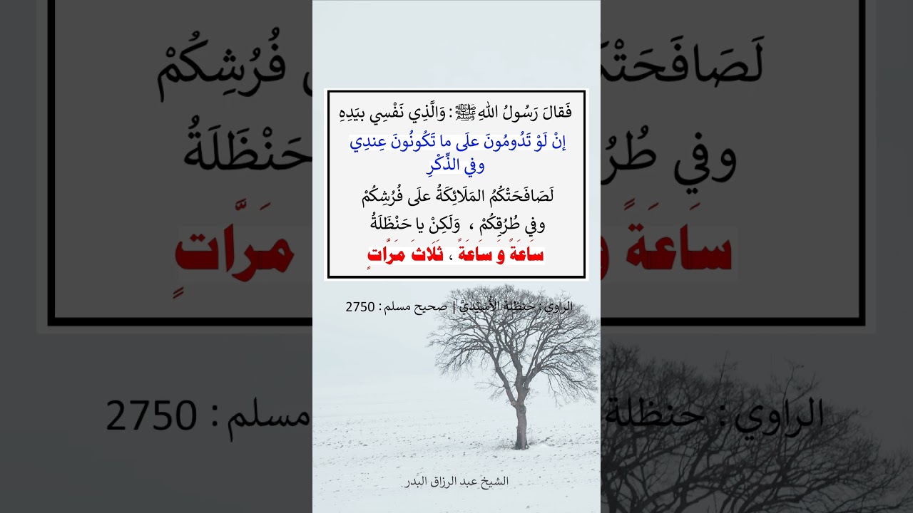 ولكن يا حنظلة ساعة و ساعة == الشيخ عبد الرزاق البدر