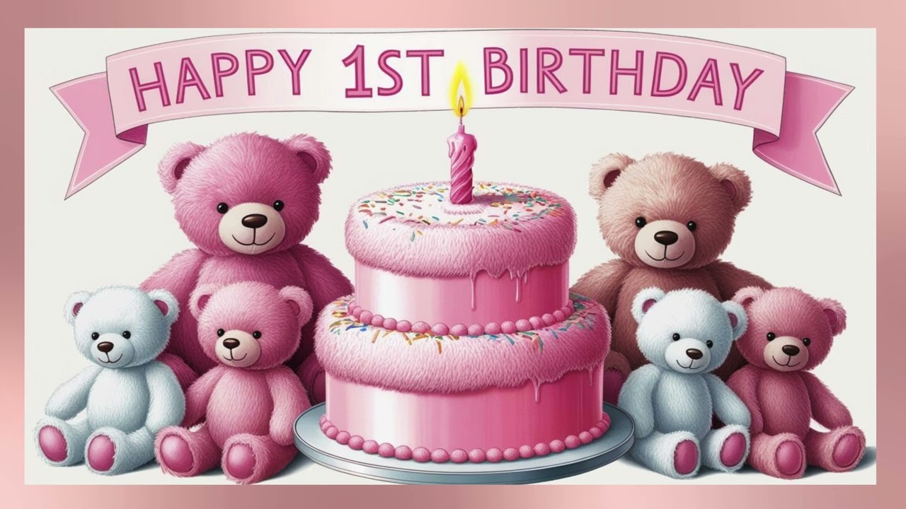 Happy 1st Birthday - TV Art - Screensaver - Wallpaper - Frame Art - Birthday Cake - Party - 4k