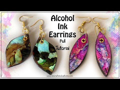 Alcohol Ink Earrings - Full Alcohol Ink Tutorial Plus Free Designs