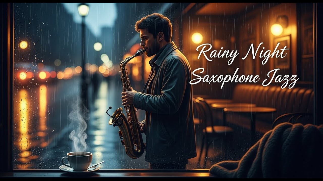 Sweet Rainy Jazz Piano 🌧 Relaxing Night Saxophone – Soft Instrumental for Work, Study
