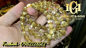 Chùm vòng thạch anh tóc vàng bã mía ánh titan rực rỡ lung linh size 8 và 10ly