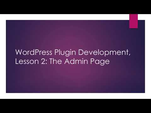 Syntaxxx -  WordPress Plugin Development Lesson 2 Admin Page