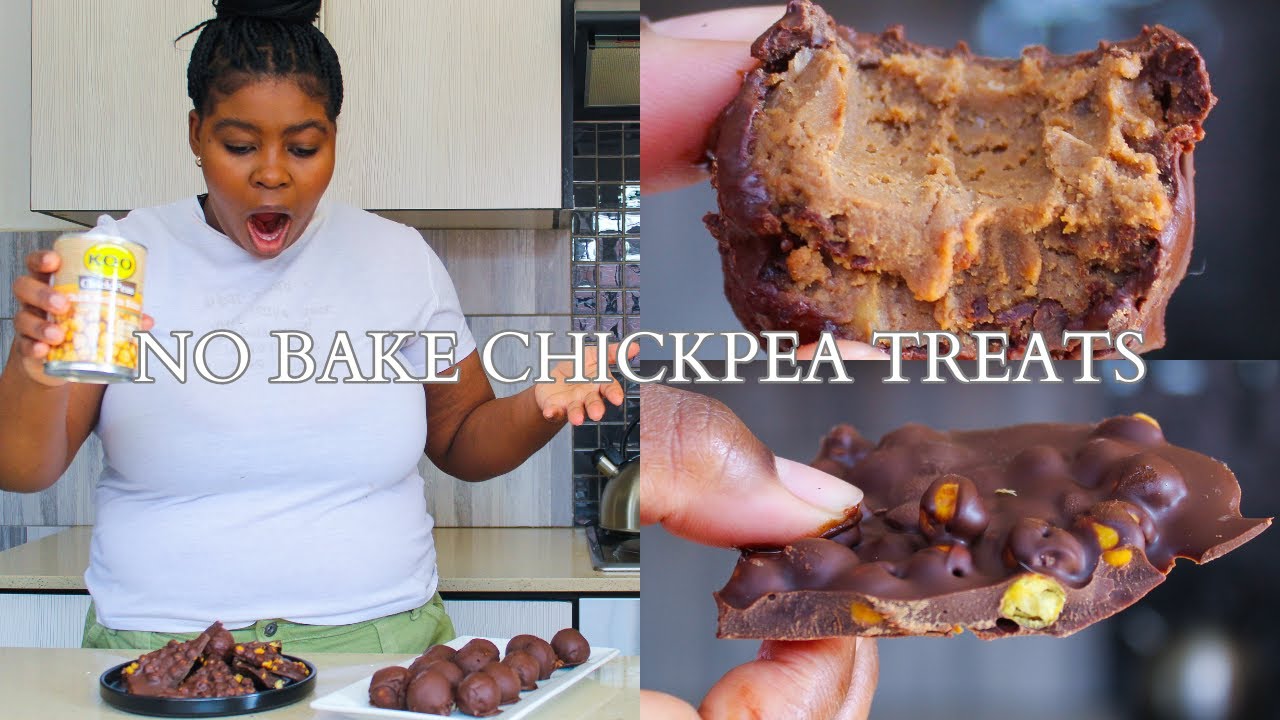 Turning chickpeas into chocolate truffle and crunchy chocolate bark. Two no bake chocolate recipes