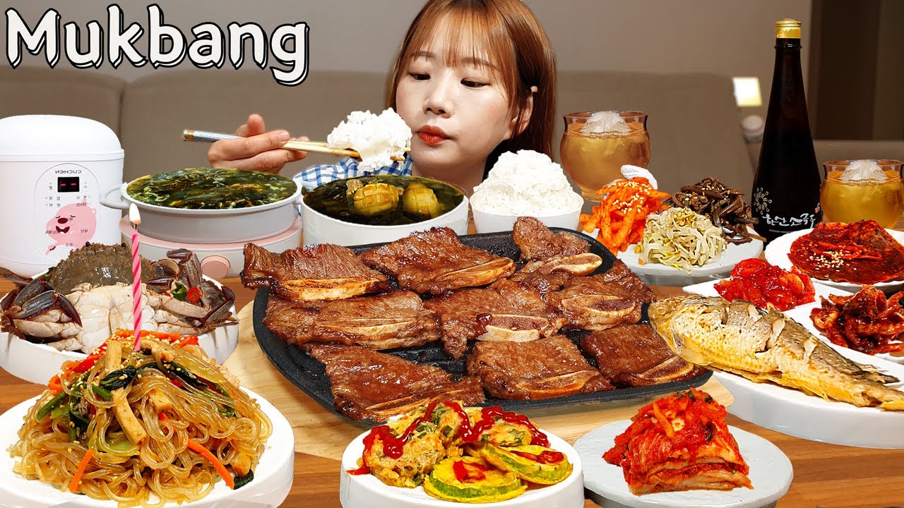 Sub)Real Mukbang-Мой день рождения 🥳 Корейская домашняя еда (12 блюд) 🍱 Лапша 🍜 ASMR
