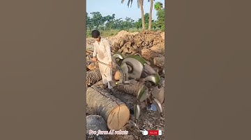 AI robot helps brother cut trees and do gardening. #ai #farming
