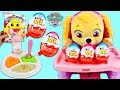 Paw patrol baby skye makes japanese candy kit  opens kinder joy surprise eggs