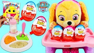 Paw Patrol Baby Skye Makes Japanese Candy Kit & Opens Kinder Joy Surprise Eggs!