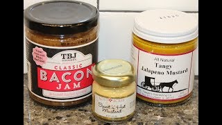 TBJ Gourmet Classic Bacon Jam, Lost Acres Sweet ‘n’ Hot Mustard, Yaeger’s Tangy Jalapeno Mustard
