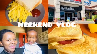 WEEKEND VLOG: Mini grocery haul | Monday morning routine | stay at home mom..South African YouTuber