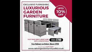 FLAT PACK GREY 6 SEAT CUBE WITH 4 FOOTSTOOLS - Rattan Garden Furniture Ltd
