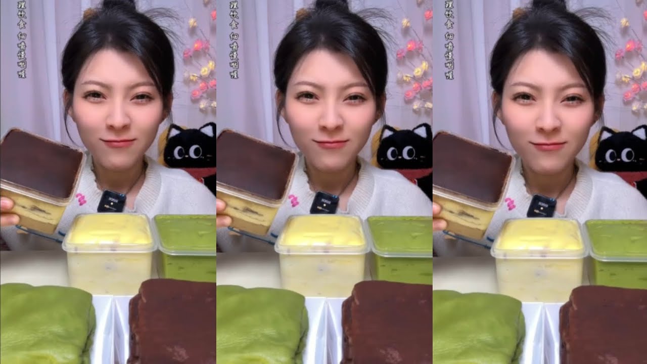 ASMR chocolate 🍫, matcha, pineapple 🍍 creamy cake 🎂 MUKBANG 