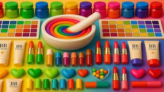 ASMR DIY слайм видео 🌈 Радужный облачный слайм с косметикой, тенями, BB-кремом, игрушками, блестками