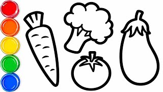Draw and Color Vegetables For Kids || Healty Food Coloring and Learn Colors