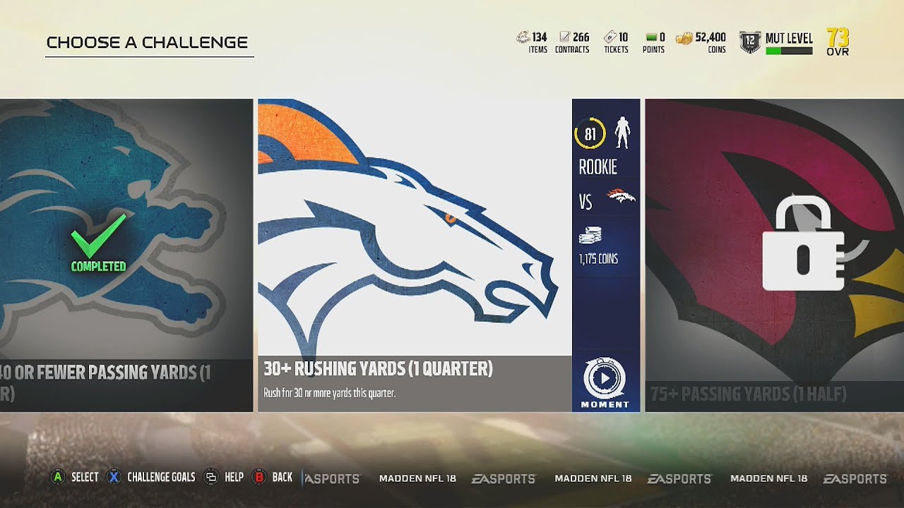 Madden NFL 18 | Gauntlet | Rookie Challenge #17 | 30+ Rushing Yards (1 Quarter)