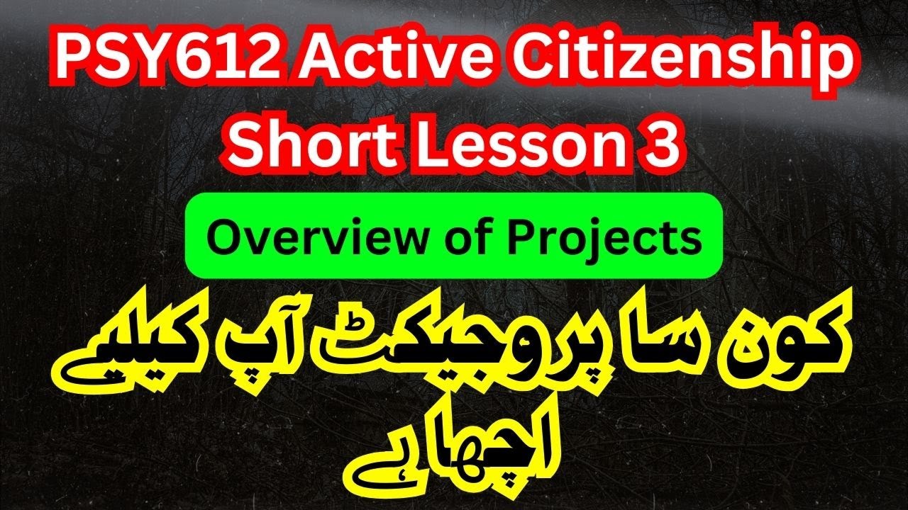 PSY612 Active Citizenship Short Lesson 3 | Overview of Projects | who ...
