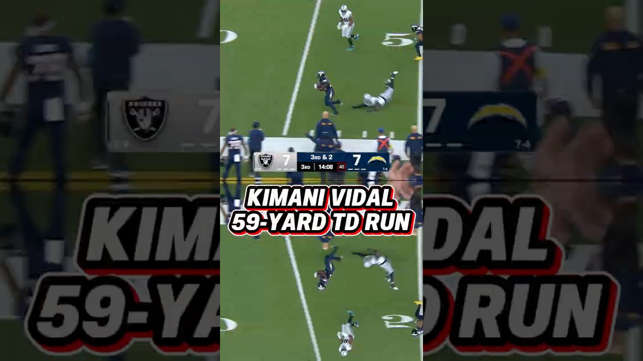 KIMANI VIDAL 59-YARD TD RUN! Las Vegas Raiders vs. Los Angeles Chargers 