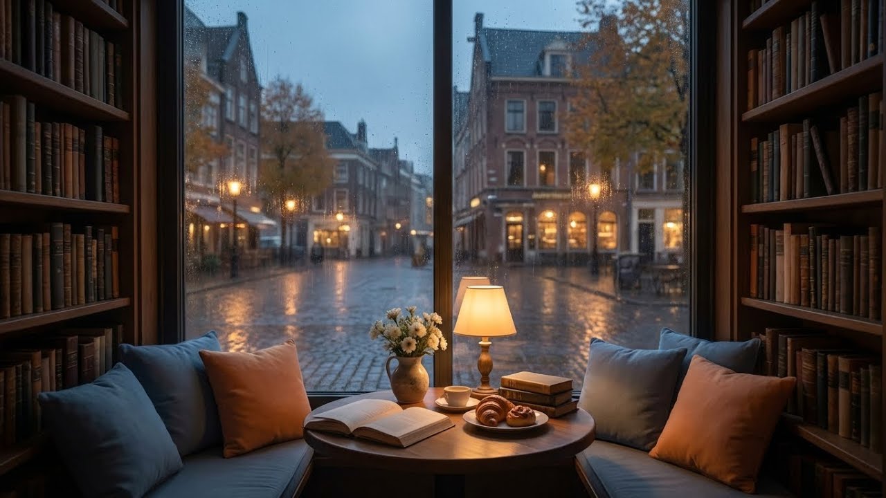 Heart Healing | Rain Piano for Sleep | Rainy Old Town Window | Quiet Peace 🌧️