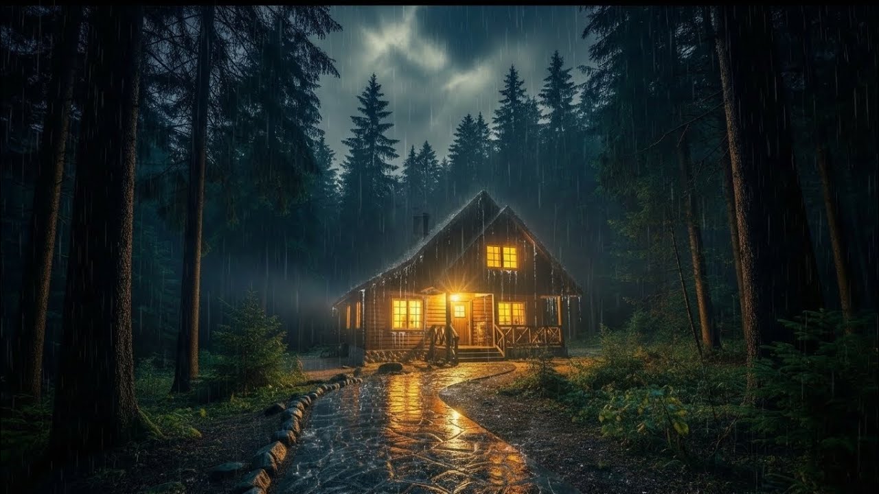 Best Rainfall at the Forest Cabin 🌲 Relaxing Nature Sounds for Deep Sleep & Stress Relief