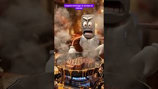 🍖🔥 Panicked Spatula vs. Fierce Steak | The Hottest and Funniest Kitchen Drama! 😂🍳 #shortsvideo