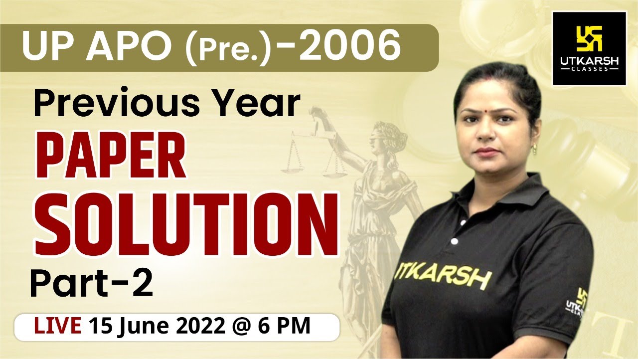 UP APO (Assistant Prosecution Officer)Pre. 2006 (Part-2)|Previous Year Paper Solution#5|Sarika Ma'am