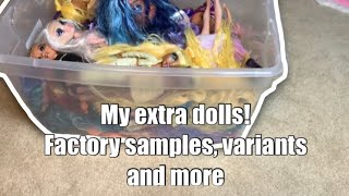 Looking through my Rainbow High bin… extra dolls- prototypes, factory samples, variants and more