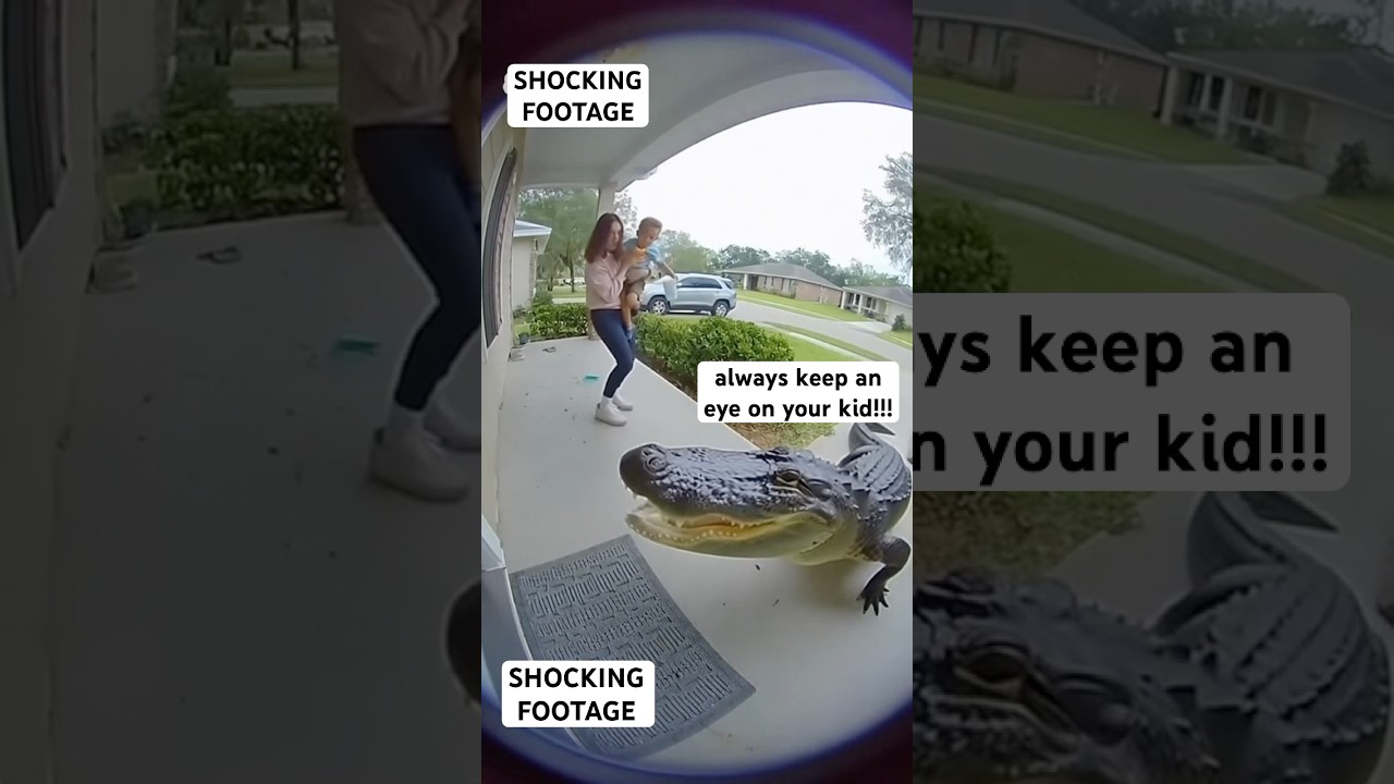 Аллигатор чуть не съел ребенка в кадре с камеры дверного звонка