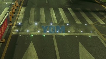 YDM syncronize flashing solar road stud in pedestrian crossing in Beijing and Shenzhen