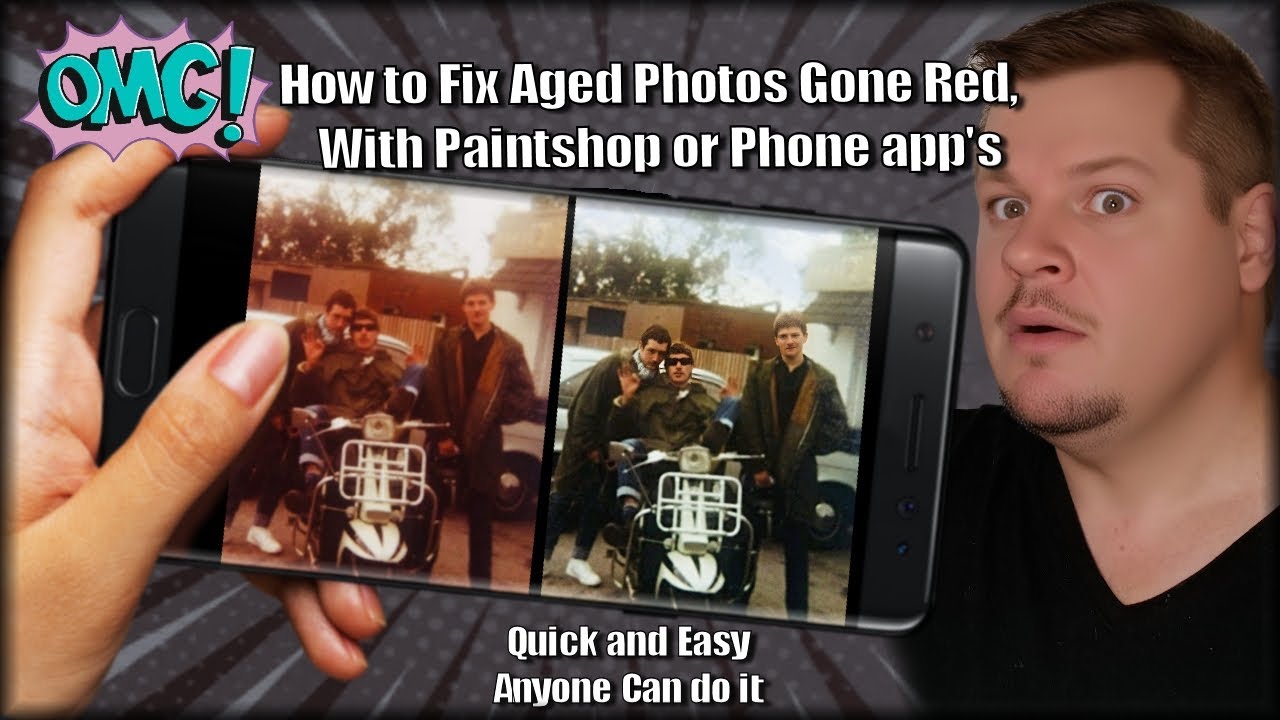 How to fix Aged Photos Gone Red, With Paintshop or Phone App's - YouTube