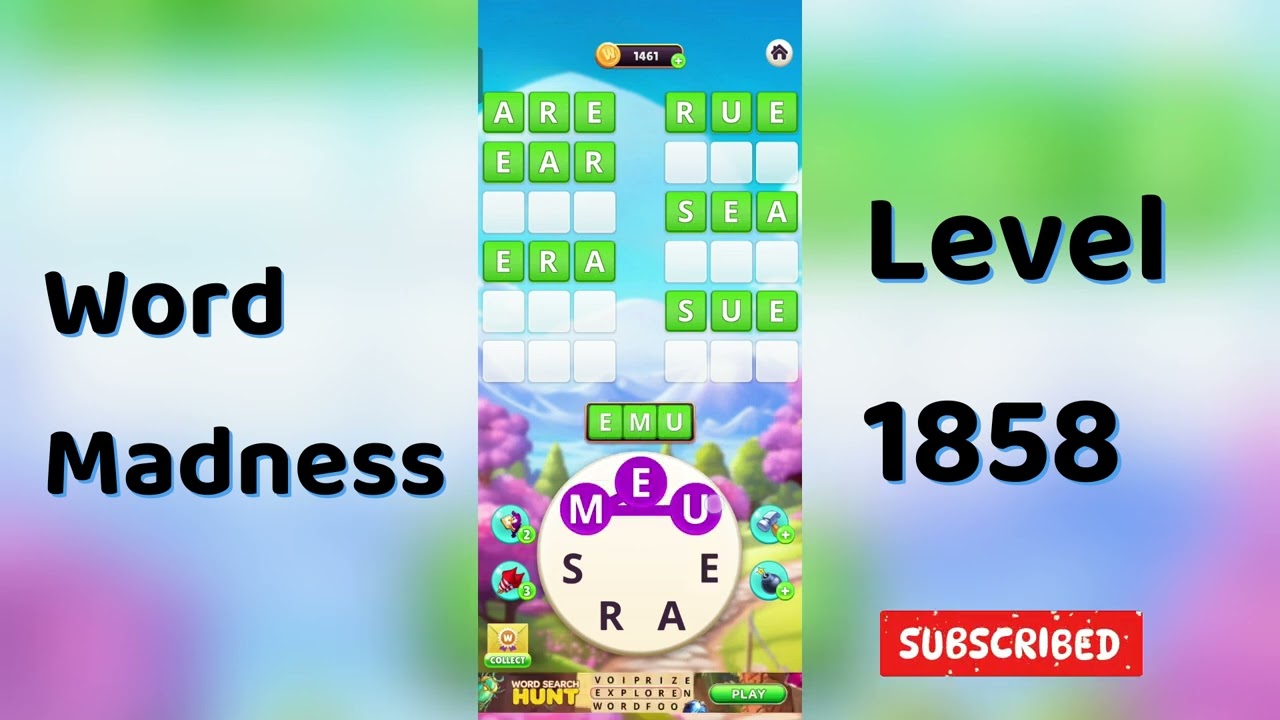 Word Madness Level 1858 Answers 🧠🔥 | All Correct Words Revealed!