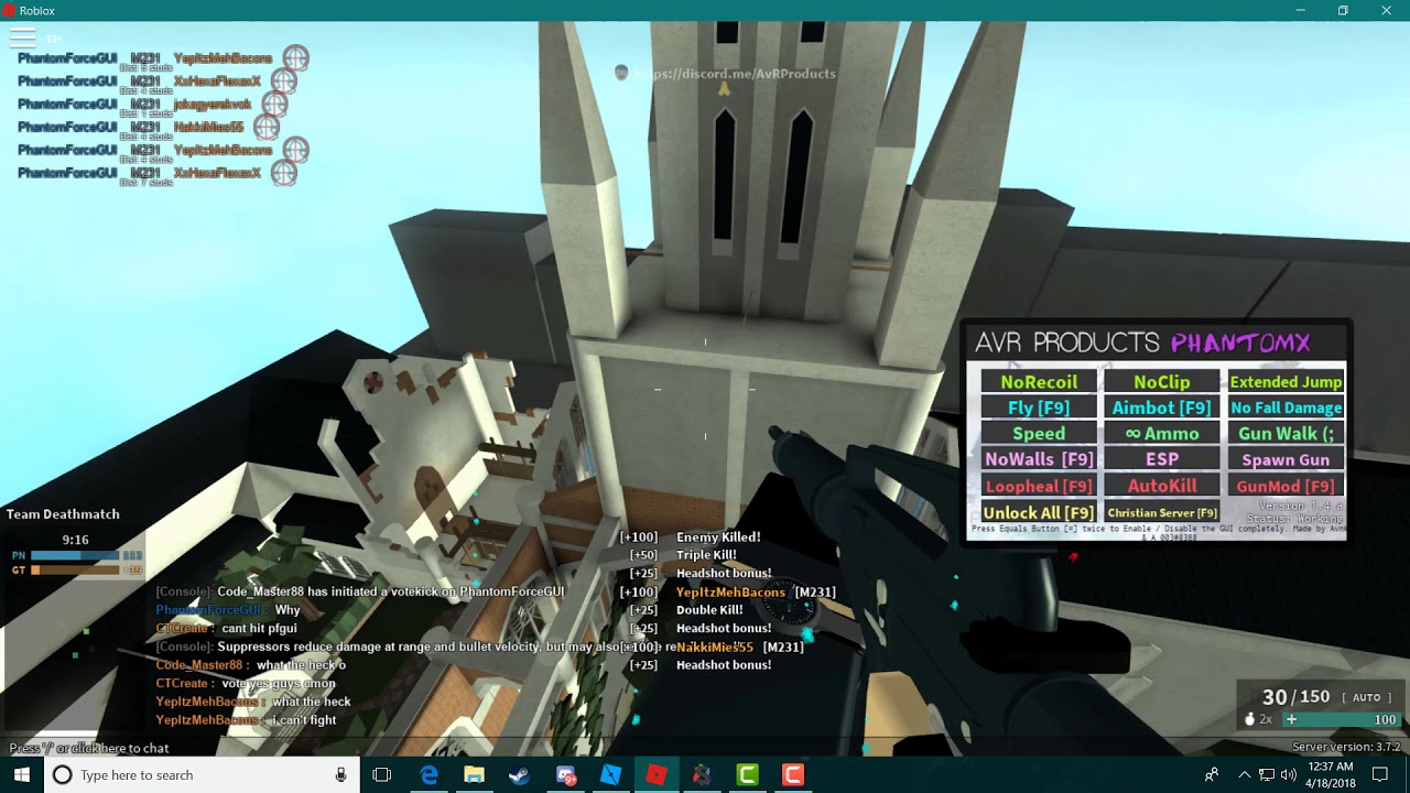 Phantom Forces Exploit Phantomx Gui Showcase Youtube - roblox phantom forces votekick command