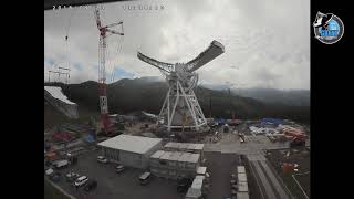 美笹深宇宙探査用地上局　アンテナ組立工事　工事トピックス映像 #1（主反射鏡No.8吊り上げ）