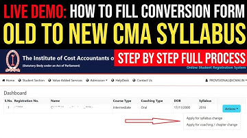 CMA Old To New Syllabus Conversion Process | How To Apply CMA New Course Conversion For CMA Students