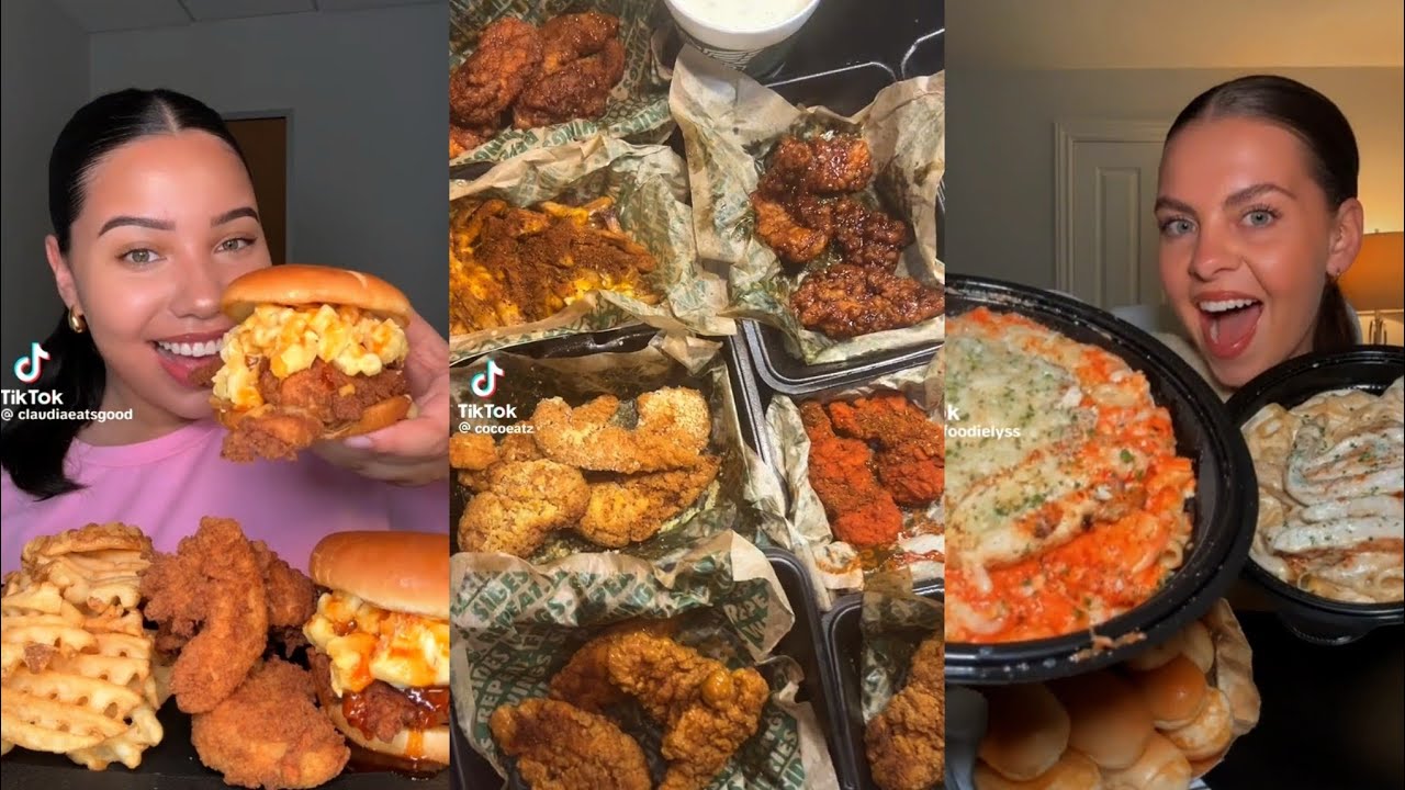 TIKTOK MUKBANG COMPLIMATION p6 | WINGSTOP, CHICK FIL A ETC #asmr #mukbang #yummy #tiktokcompilation