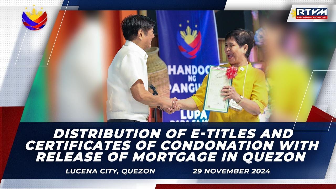 Distribution of E-Titles and Certificates of Condonation with Release ...