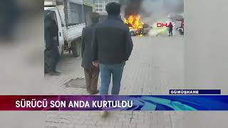 Otomobi̇l Seyi̇r Hali̇ndeyken Alev Aldi