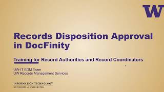 Records Disposition Approval in DocFinity