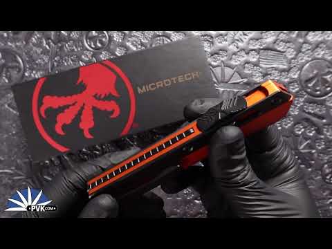 Microtech GLYKON 185 1OR Tanto Black Blade, Black Overlay, Orange Handle