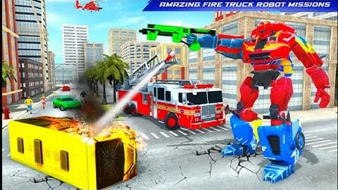Firefighter Robot Transforming Truck Robot Games
