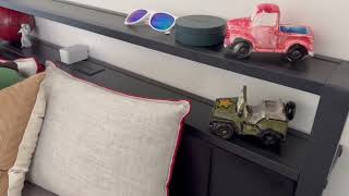 OLEVS Full Size Bed Frame with Smart LED Lights & Charging Station – Modern Platform Bed