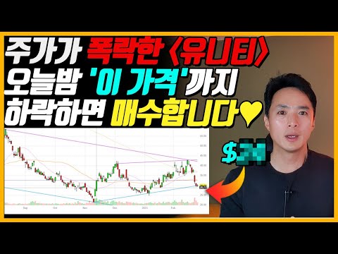 최근에 주가 폭락한 유니티 오늘밤 이 가격 까지 하락하면 매수합니다 