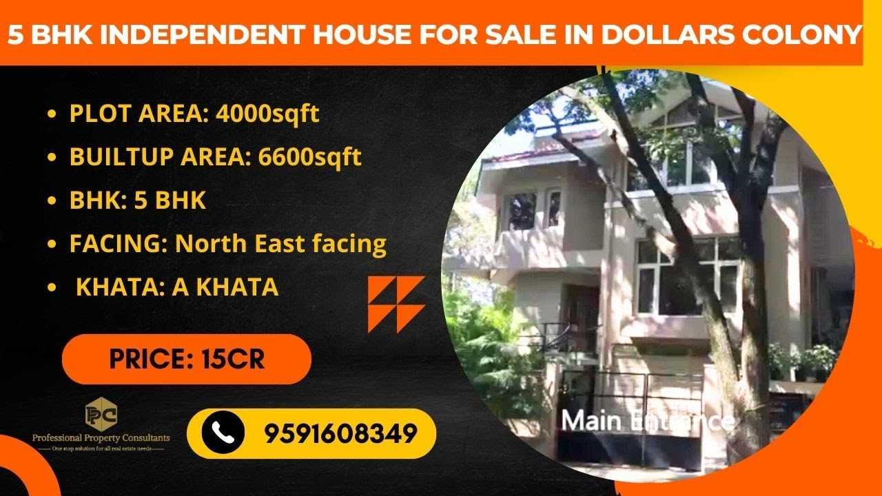 4000 SQFT 5 BHK Independent House for Sale in Dollars Colony Bangalore
