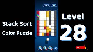 Stack Sort Level 28 Walkthrough | Color Puzzle Gameplay | Solutionguruji